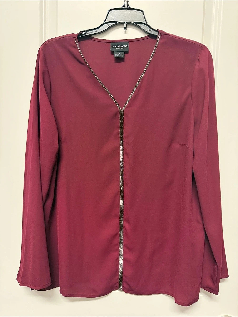 Liz Claiborne Long Sleeve Blouse in Red Size Medium
